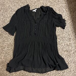Black sheer lace trimmed blouse